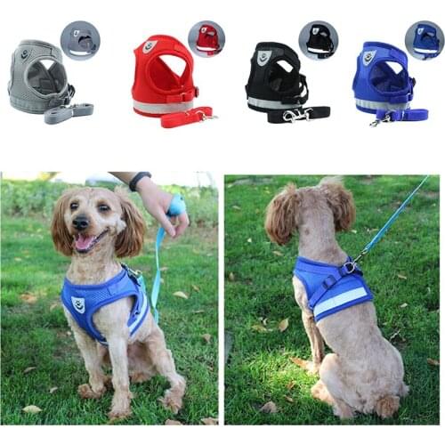 Reinforced Leash for Small and Medium Dogs Breathable Mesh Traction Suit Soft Dog Sling Summer Adjustable Reflective Vest