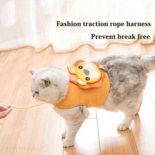 Cute Pet Dog Cat Harness Leash Set Pet Vest Harness Pet Chest Strap Breathable Dog Walking Leash Rope For Small Dogs Pomeranian