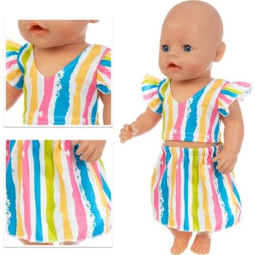 Colorful Dress Fit 17 inch 43cm Doll Clothes Born Baby Doll Clothes dress For Baby Birthday Festival Gift