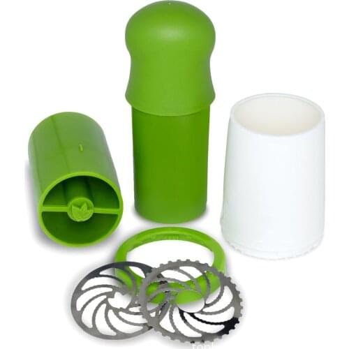 Manual Herb Grinder, Detachable Spice Mill with Stainless Steel Blade (White Green)