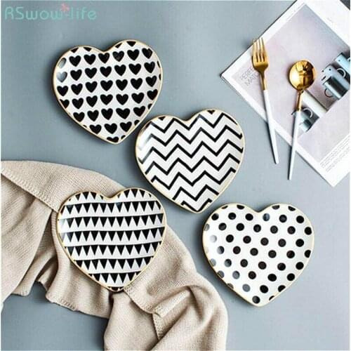 Nordic Luxury Creative Loving Ceramic Jewelry Receiving Plate Dessert Cake Desktop Placement Plates Serving Dishes Kitchen Dish