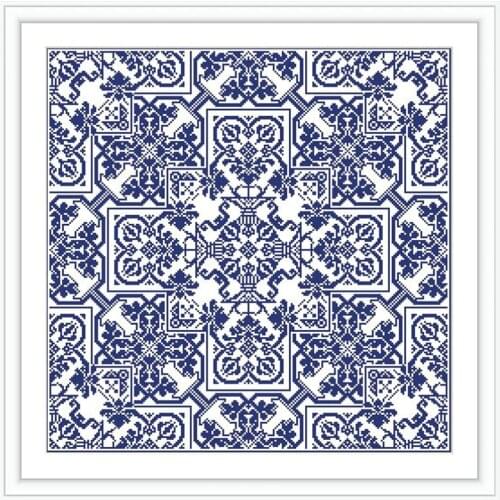 Modern Needlework Ornamental Square "Tile" Cross Stitch Patterns Easy with 100% Cotton Floss & Free Shipping for Customized Gift
