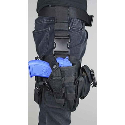 Tactical Leg Gun Holster Molle Universal Pouch Adjustable Magic Strap Military Thigh Gun Bag for Hunting Shooting Hiking