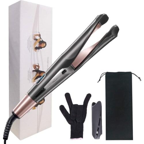 Twist Straightening Iron 2- in -1 Pro Hair Curler & Straightener with 3D Float Concave & Convex Titanium Professional Flat Iron