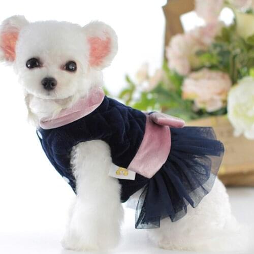 Winter Cat Dog Dress Puppy Small Dog Costumes Bow Belt Princess Dresses Yorkies Maltese Pomeranian Poodle Bichon Clothing Skirt