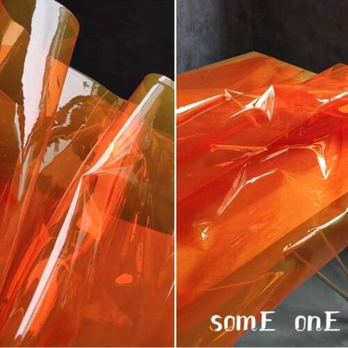 0.2mm TPU Fabric Transparent PVC New Orange Liquid Plastic Film DIY Waterproof Clothes Raincoat Bags Decor Designer Fabric