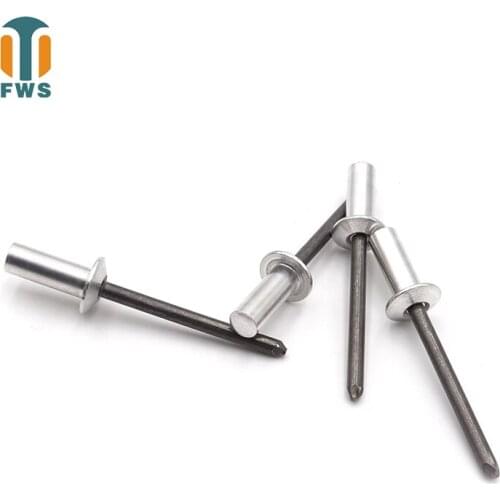 100PCS M4.8 20-30mm DIN EN ISO 15973 GB /T 12615.1 Aluminum Steel Closed End Blind Rivets With Break Pull Mandrel Protruding Hea