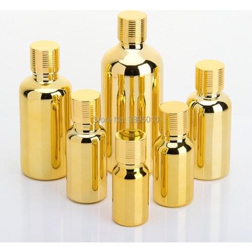 20ML gold Glass Bottle Vials Essential Oil Bottle with screw cap plug Perfume bottles F278