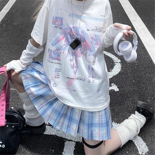 2021 White Cartoon Tshirt Funny Kawaii Girl Printed Tops Streetwear Female Tops Tee Short Sleeve Fashion T Shirt Hip Hop Clothes