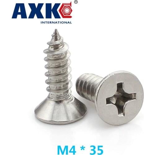 2021 Sale New Parafusos Wood Screws Axk 20pcs 304 Stainless Steel Countersunk Head Tapping Screw / Flat Self-tapping M4 * 35mm