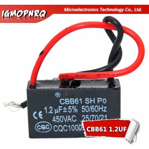 5pcs CBB61 1.2uf starting capacitance AC Fan Capacitor igmopnrq 450V CBB Motor Run Capacitor
