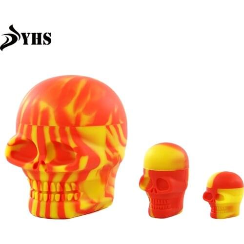 500ml + 15ml + 3ml Red Yellow Silicone Skull Shape Box Storage Container with Cover Good-sealing Domestic Outdoor Use