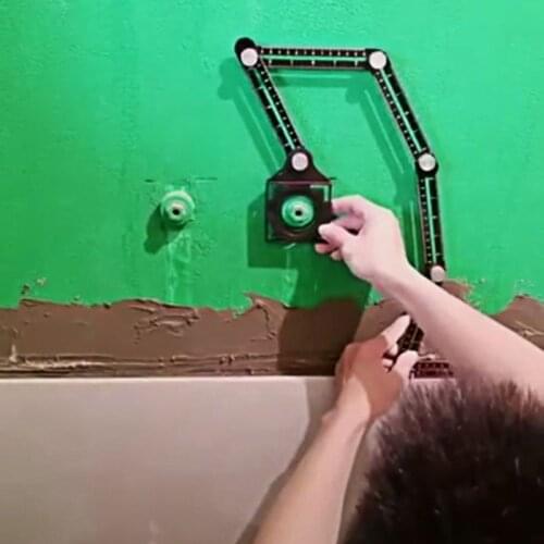 6 Folding Ruler Tile Hole Positioning Multi Template Angle Rulers w/ Drill Guide for Puncher Carpentry Y5JA