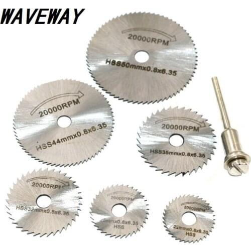 7pcsNew Portable Rotary Tool Circular Saw Blades Cutting Discs Mandrel For Dremel CutoffQT
