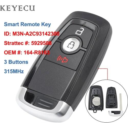 Keyecu 315MHz Remote Control Car Key Fob 3 Buttons for Ford Edge Ecosport Explorer F150 250 350 450 550 Fusion, M3N-A2C93142300