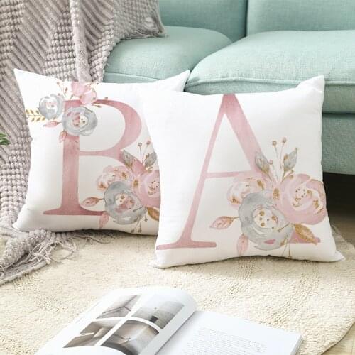 45x45cm Pink Letter Short Plush Pillow Case Nordic Style Pillowcase Living Room Sofa Cushion Cover Home Decoraton AT160