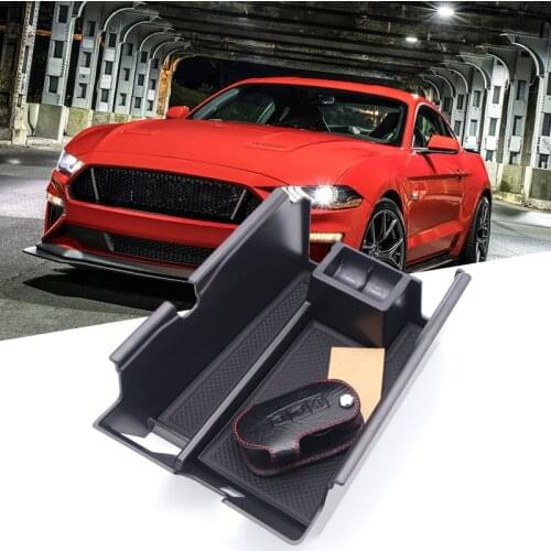 For Ford Mustang 2017-2020 Car organizer Interior Auto Central Armrest case Storage Box holder tray Car styling