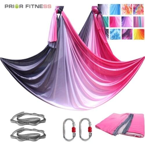 Prior Fitness 12Yards/11Meters Aerial Yoga Hammock Set Aerial Yoga Swing Kit Nylon Anti-gravity Air Silk for Exercise
