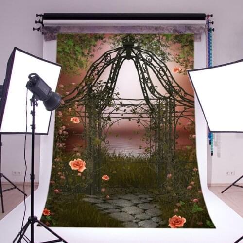 Photography Backdrops Dreamy Fairy Tale Blooming Flowers Arch Door Newborn Baby Kids Princess Adults Lover Portraits Background