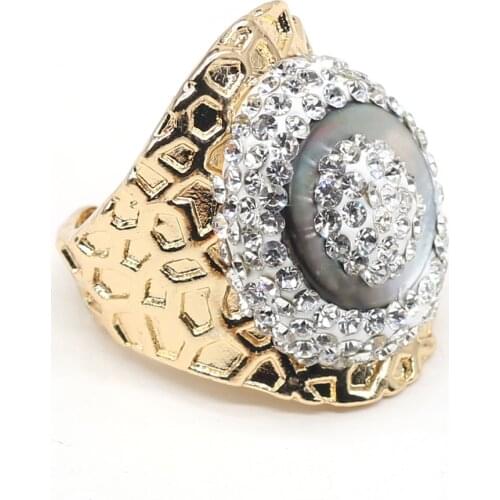 2021new Hip Hop Amethysts Ring Animal Bull Head Black Shell Rock Black ShellRings for Women Men Handmade Adjustable Rings Gift