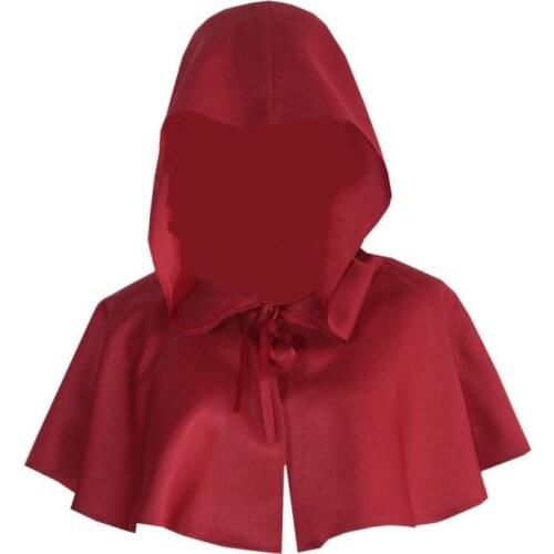 Medieval Monks Cosplay Short Hooded Cloak Death Witch Devil Halloween Cosplay Costume Cloak Cross Necklze 2pcs Set Multies Color