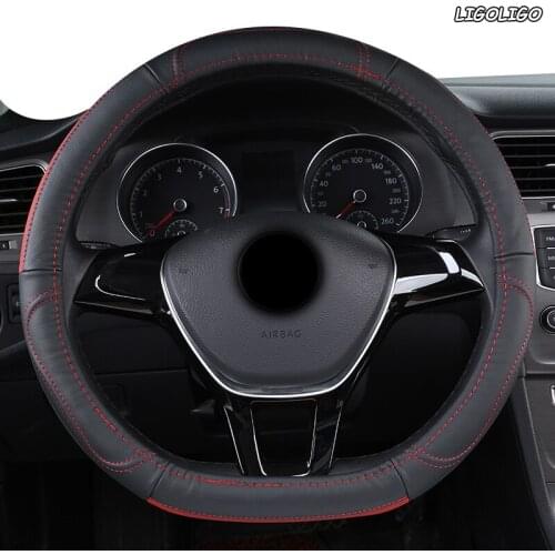LIGOLIGO Leather Car Steering Wheel Cover For Renaults Duster Megane 2 3 koleos Logan sandero Scenic 2
