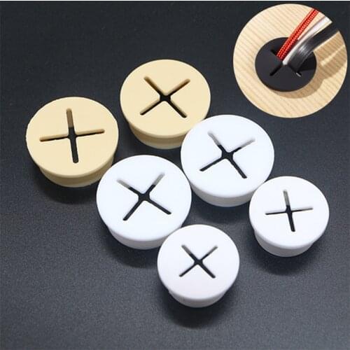 Desk Cord Grommet Flexible Silicone Cable Hole Cover Wire Organizer Cable Round Gasket White Cable Cord Hole Cover