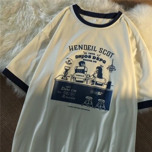 New Loose Print Short-sleeved T-shirt Woman Tshirts