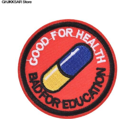 New 1pc Fashion Japanese Akira Kaneda Good for Health, Bad for Education Iron on Patch Hot Sale