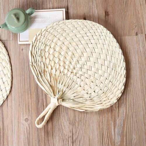 Handmade Woven Straw Hand Fans Weaving Handheld Palm Leaf Repellent Cooling Supplies for Summer Beach Party Wall Decor 85DA