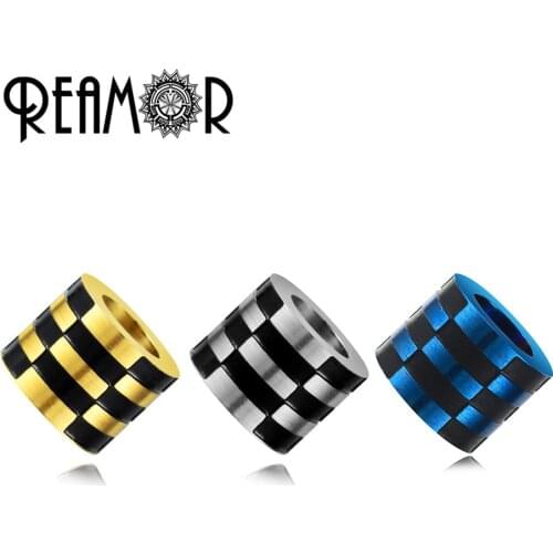 REAMOR Plating Blue/Black 316l Stainless steel Charms Beads Big Hole Beads For DIY Vintage Bracelet & Necklaces Jewelry making