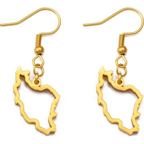 Anniyo Iran Map Earrings for Women Girls Jewelry Gold Color Iranian Outline Earring #246321