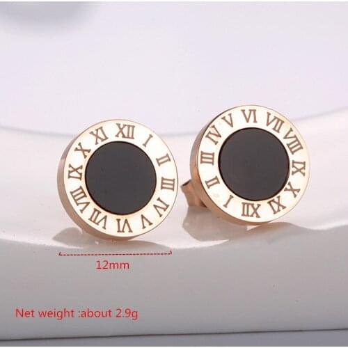 Buyee 925 Silver Round Female Punk Rock Earring Simple Roman Numerals Rose Golden Wedding Earring Women Fashion Party Jewelry