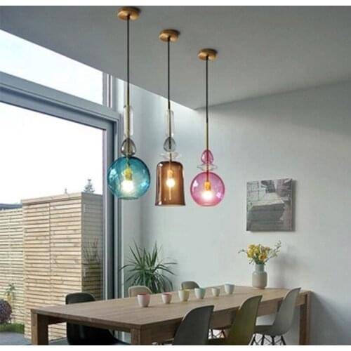 Nordic Led Trend Creative Personality Pendant Light Molecule Long Pipe Glass Ball Beanstalk Pendant Lamp deco maison