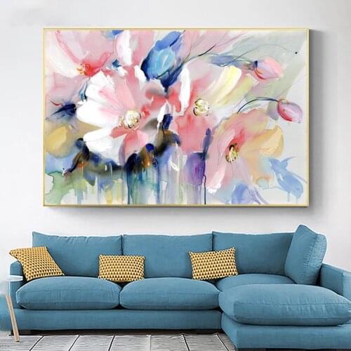 Modern watercolor hand-painted poppies wall painting diamond painting flowers, diamond mosaic art, suitable for living room home