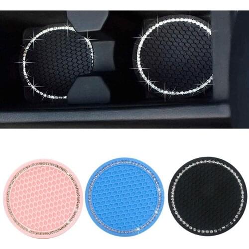 Rhinestone Car Water Cup Bottle Holder Anti-slip Mat Pad Silica Gel Non-slip Car Mat For Mini Cooper For Alfa Romeo Car Interior