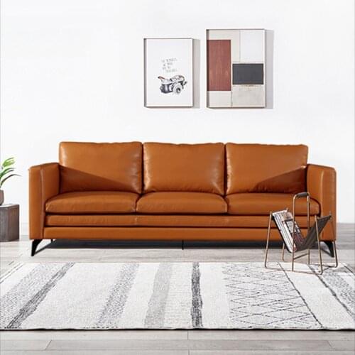 U-BEST Italian minimalist furniture imported top grain Napa leather sofa Nordic small apartment living room three person sofa