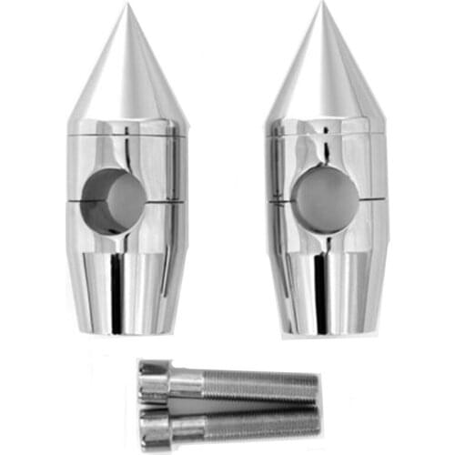 Universal Chrome Aluminum Spike Billet 1" 25mm Handlebar Risers Custom 2" Rise For Harley Honda Kawasaki Suzuki Chopper Bobber