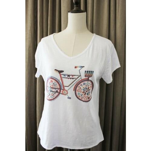 Bicycle T-shirt Colorful Hippy Flowers Woman Basket Bohemian Bike Cycling Urban Style Chic Fashion Bohemia