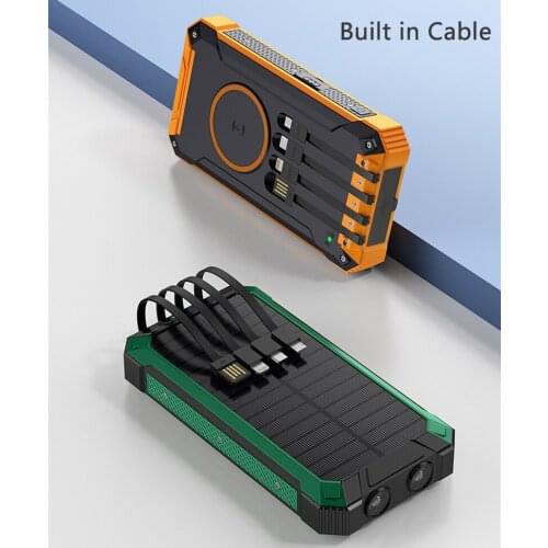 Power Bank 20000mAh Qi Wireless Charging Powerbank Built in Cable External Battery Charger For iPhone Xiaomi Samsung Poverbank