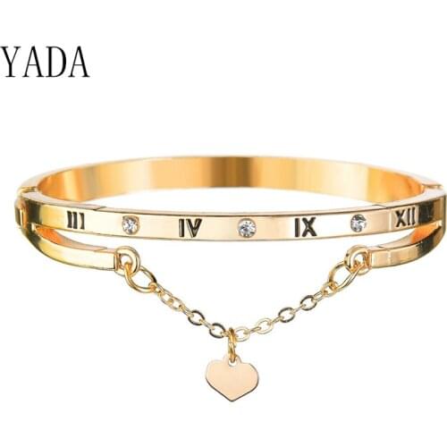 YADA Gifts Design Luxury Brand Cuff Bracelets&Bangles For Women Gold Stainless Steel Bracelets Crystal Jewelry Bracelet BT200224