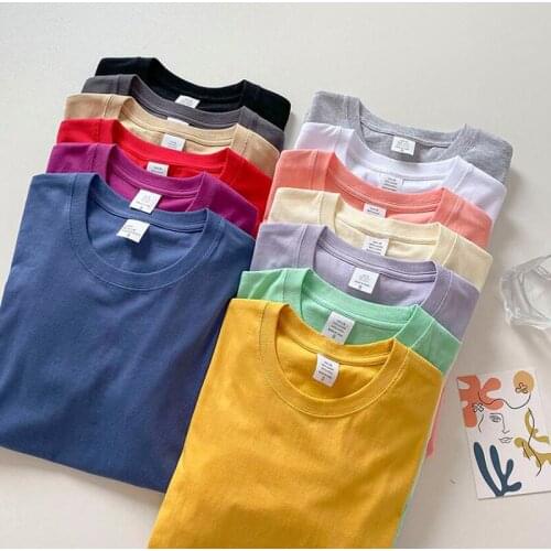 2021 Women Summer Tshirt White Solid color Streetwear Female Tops Tee Short Sleeve Ladies Fashion T Shirt Casual Clothes