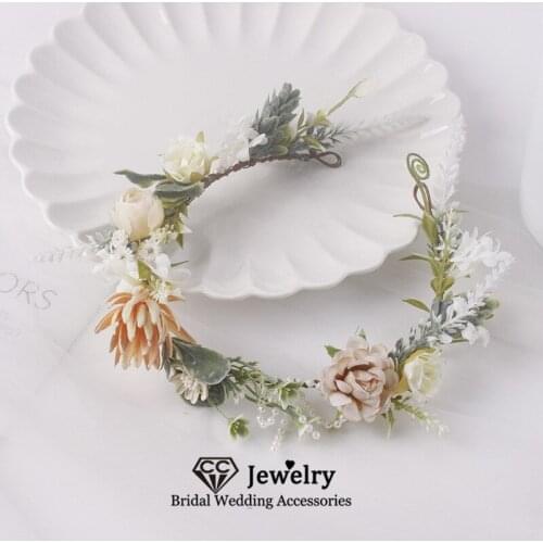 CC Forest Style Wreath Women Accessories Wedding Hairbands Engagement Hair Ornaments Bridal Floral Flower Headbands Corolla 8518