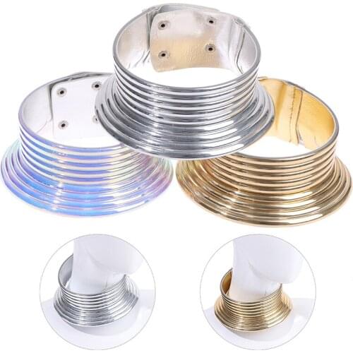 Vintage Statement Choker Necklace Women Gold Colorful Color Leather Collar Maxi Necklace African Jewelry Adjustable Chokers Big