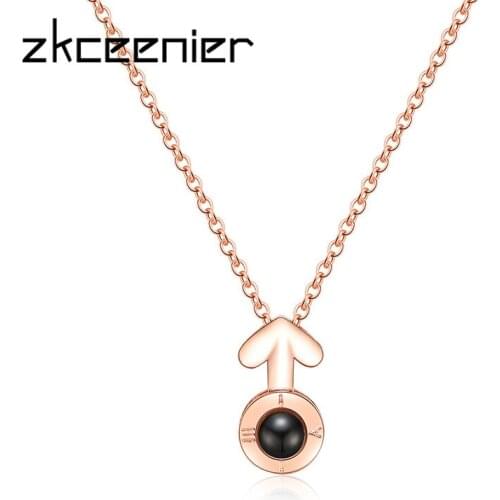 Romantic Love Memory Wedding Necklace 100 Languages I Love You Projection Pendant Necklace Woman Valentines Day Jewelry Gifts