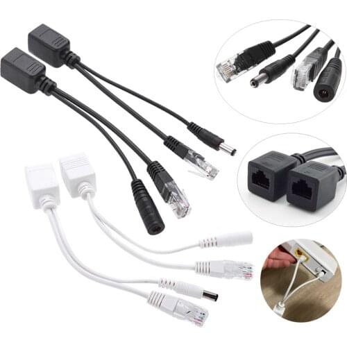 1 Pair POE Camera Splitter 12V Powe Injector poe Adapter Cable CCTV Accessories Connector Power Supply for Surveillance Camera