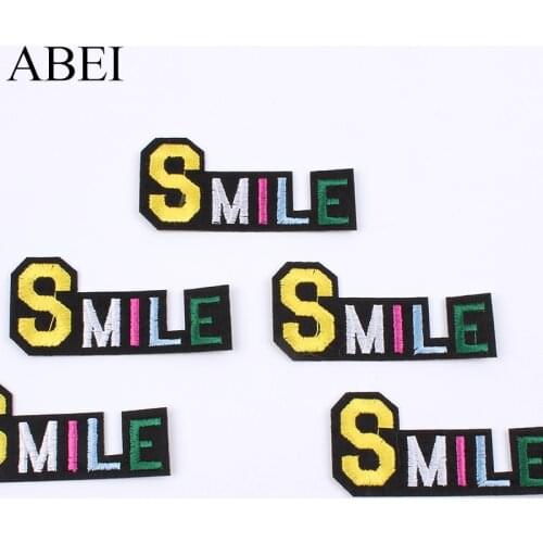 10pcs/lot Embroidered Smile Patch Iron On Jeans bags Stickers DIY Coats Fabric Appliques Handmade Sew on Iron On Pants Badge