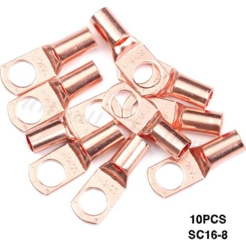 10PC SC16-8 Copper Ring Terminals Connector Cable Lugs Eyelet Splice Battery Terminals Bolt Hole