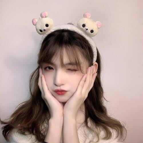 Cute Bear Plush Wash Face Headband Girl Funny Bear Head Out All-match Headband Hair Accessories for Women