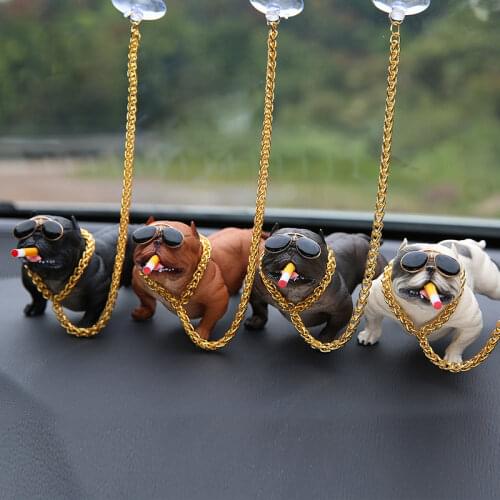 2020 Creative Bulldog Car Accessories Fashion Simulation Bulldog Doll Car Interior Jewelry Decoration Decoration Gift